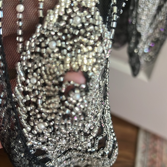 1920s Flapper Hand Beaded Dress by The Deco Haus– Ultra Low Back in Black/Silver - Picture 7 of 10